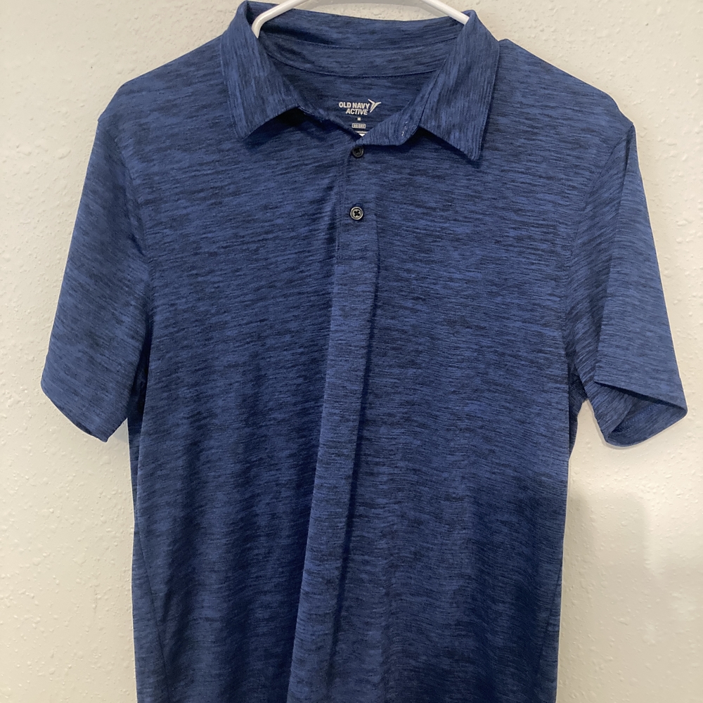 Old Navy Men's Heathered Blue Polo Shirt